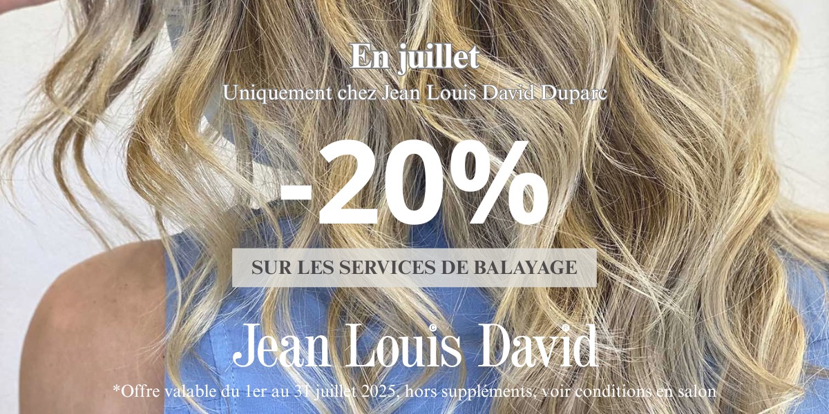 Offre Jean Louis David Sainte-Marie : -20% sur tous les balayages tout juillet !