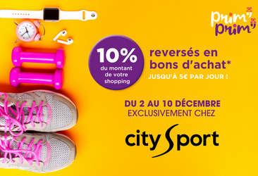 10% de cagnottage Prim' chez CITY SPORT!